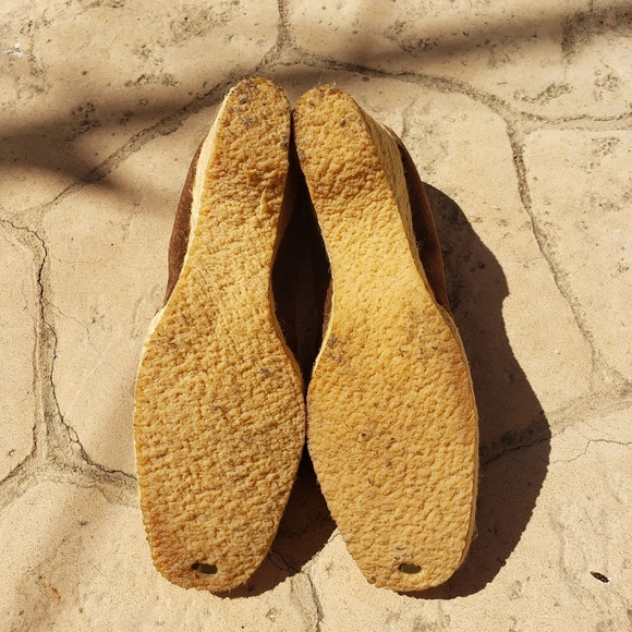 Town & Country Wedge Espadrilles Tan Leather New 8.5 Narrow - Picture 7 of 11